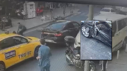 Kağıthanede fren yerine gaza basınca ortalık karıştı