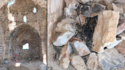 Tarihi kilisede tepki çeken görüntüler... Taşlarını söküp, mangal yapmışlar