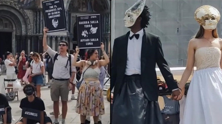 ABDli milyarder Bezosa Venedikte şok Düğünü protesto edildi