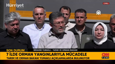 Tarım ve Orman Bakanı Yumaklıdan orman yangınlarına ilişkin açıklama Tarım ve Orman Bakanı Yumaklıdan orman yangınlarına ilişkin açıklama