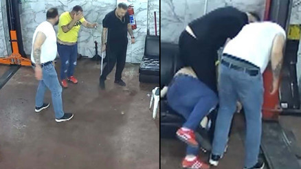 Oto tamircide levye ile dövüldü Sakaryada dehşet anları kamerada