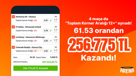 4 maça da “Toplam Korner Aralığı 12+” oynadı… Misli’de 256.775 TL kazandı