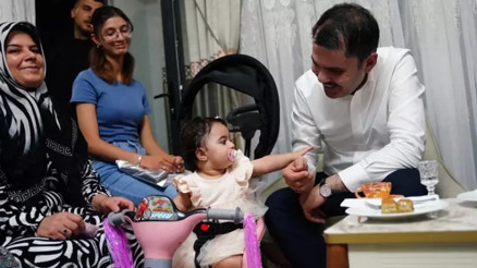 Bakan Kurum, yeni evlerine kavuşan depremzede aileye misafir oldu Bakan Kurum, yeni evlerine kavuşan depremzede aileye misafir oldu