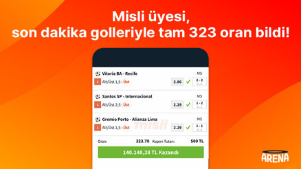 90+’da gelen goller kuponu getirdi… Misli üyesi 323 oranla 140.148 TL kazandı