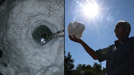 Kışın yağan karı fırsata çeviriyorlar Kar kuyusuyla serinliyorlar: Sıcaklar bize etki etmiyor