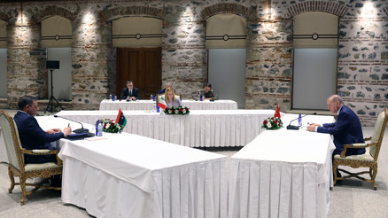 Dolmabahçede Türkiye, İtalya ve Libya İşbirliği Zirvesi... İlk fotoğraflar geldi