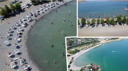 Hazar Gölü sahili kavurucu sıcaktan bunalanların adresi oluyor