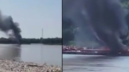 Elektrik hattına çarptı: Mavna üzerine düştü