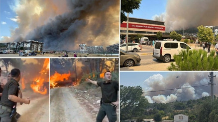 Çanakkale’de orman yangınına müdahale eden itfaiye aracı alevler arasında kaldı