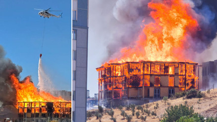 Son dakika... Kahramanmaraşta lojman inşaatında yangın