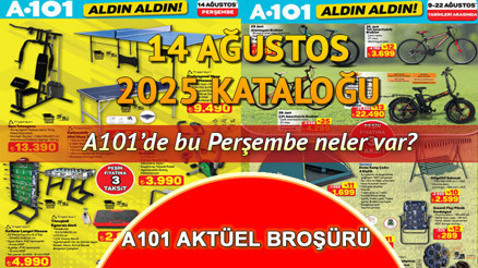 A101 ALDIN ALDIN 14 AĞUSTOS 2025 KATALOĞU - İNDİRİMLİ AKTÜEL ÜRÜNLER AFİŞİ TAMAMI 🛒 || A101 aktüel broşürü bu hafta neler sunuyor A101 kataloğu ile koşu ve yürüme bandı, kamp çadırı, kırtasiye malzemeleri raflara geliyor