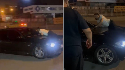 Aracın kaputuna yatıp yumrukladı Ataşehirde kıskançlık krizi