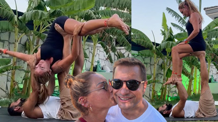 Pınar Altuğun yoga videosu olay oldu Yağmur Bey kıskanmıyor mu