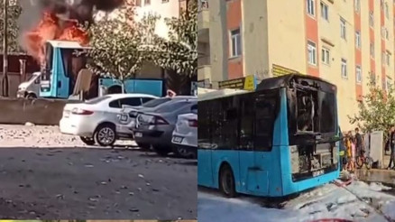 Otobüs aniden alev aldı, şoförün dikkati faciadan kıl payı döndürdü