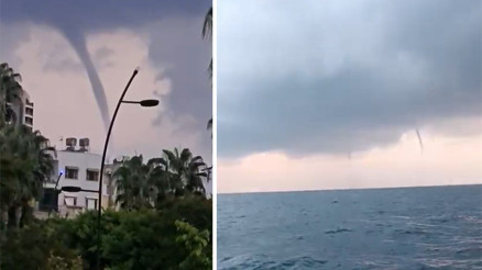 Hatayda denizde çıkan hortumlar görüldü