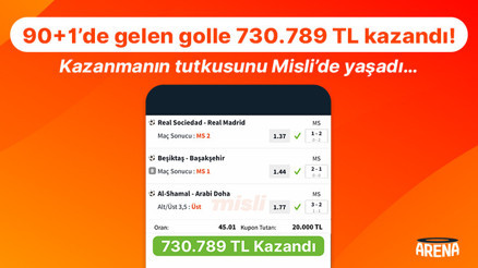 90+1’de gelen golle 730.789 TL kazandı Kazanmanın tutkusunu Misli’de yaşadı…