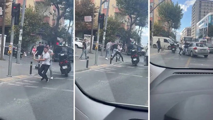 Gaziosmanpaşada trafikte yol verme kavgası Gaziosmanpaşada trafikte yol verme kavgası