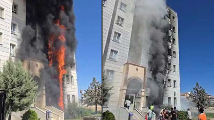 7 katlı apartmanın giriş katında çıkan yangın söndürüldü