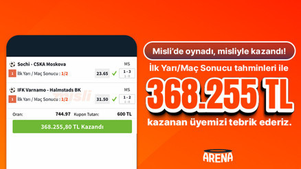 İlk Yarı / Maç Sonucu Tahminlerini Bildi Misliyle Kazandı