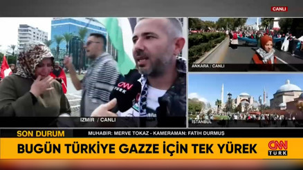 İzmirde Filistine destek yürüyüşünde duygusal anlar