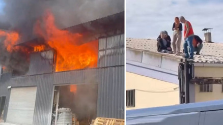 Beylikdüzünde fabrika yangını Çatıda mahsur kalanlar kurtarıldı Beylikdüzünde fabrika yangını Çatıda mahsur kalanlar kurtarıldı