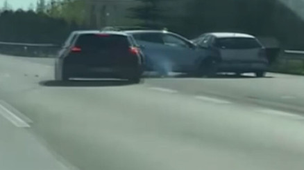 TEM Otoyolunda maganda dehşeti Bebekli otomobili sıkıştırdı, 5 araç birbirine girdi