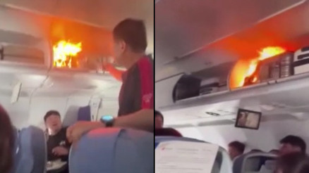 Havada korku dolu anlar: El bagajı bölümünde yangın