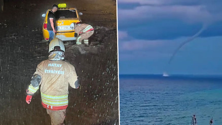 Hatayı sağanak vurdu Çukurlara araçlar düştü, hortum oluştu