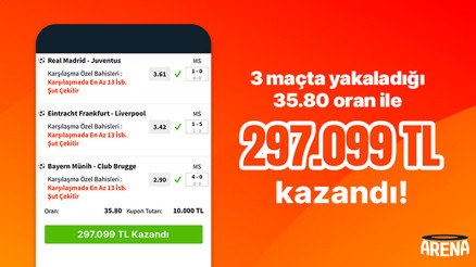 3 maça şut bahsi oynadı, 35.80 oran ile 297 bin TL kazandı