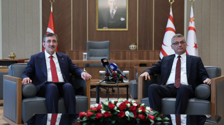 Cumhurbaşkanı Yardımcısı Cevdet Yılmaz, KKTC Cumhurbaşkanı Erhürman ile bir araya geldi
