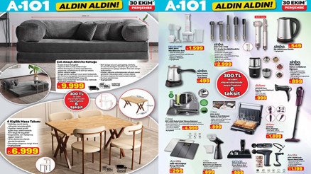 A101 YENİ HAFTA BROŞÜRÜ 30 EKİM 2025 || A101 aktüel ürünler kataloğu bu Perşembe neler var, hangi ürünler indirimli A101 afişi ile 3lü ankastre set, buharlı halı yıkama makinesi, masa takımı geliyor