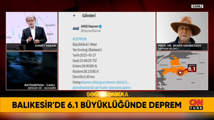 Prof. Üşümezsoy Balıkesir depremini CNN Türke yorumladı