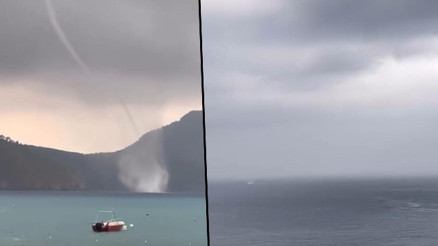 Antalyada iki ayrı noktada hortum çıktı O anlar kaydedildi