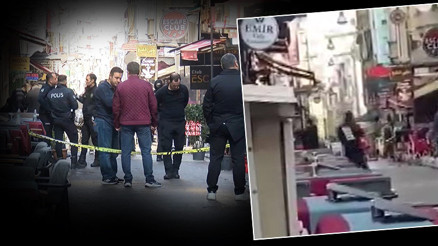 Taksimde otel sahibi ile kafeteryacı arasındaki kavga kamerada