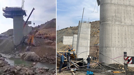 Diyarbakırda köprü inşaatında iskele çöktü: 4 can kaybı, 1 yaralı