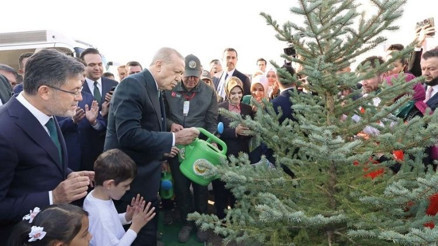 Erdoğan, adına dikilen fidana can suyu verdi… Erdoğan: Fidan dikme rekoru kıracağız
