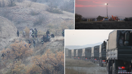 Gürcistanda düşen askeri kargo uçağının enkazında incelemelere başlandı