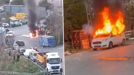 Park halindeki araç alevlere teslim oldu