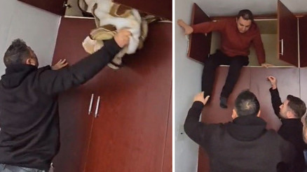 Polis baskınında ilginç anlar: Gel bakalım buraya, atla aşağı