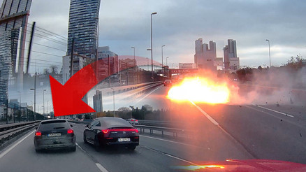 Şişlide makas atan otomobil alev topuna döndü, motoru yola fırladı Dehşet dolu anlar kamerada