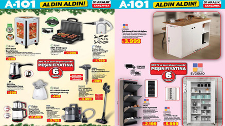 BUGÜN RAFLARDA ❗A101 AFİŞİ 31 ARALIK 2025 ÇARŞAMBA || A101 Aldın Aldın aktüel kataloğu bu hafta neler getiriyor A101 indirim broşürü ile 3lü beyaz cam ankastre seti, şarjlı süpürge, otomatik narenciye sıkacağı, ısıtıcı ve buharlı temizleyici raflarda