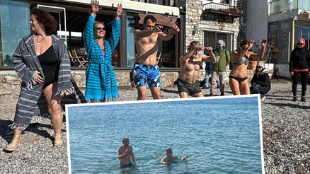 Yurdun büyük bölümünde kar teyakkuzu sürerken orada denize girdiler