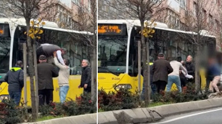 Üsküdarda İETT şoförü, otobüsün camından çıkarak kavga etti Görevden el çektirildi