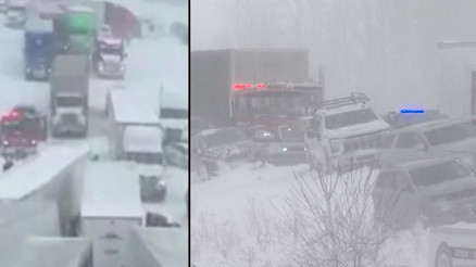 Film sahnesi gibi ama gerçek: Kar fırtınası sebep oldu