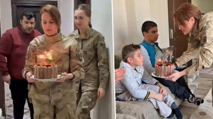 Jandarmadan sürpriz kutlama: Bedensel engelli çocuğu böyle mutlu ettiler