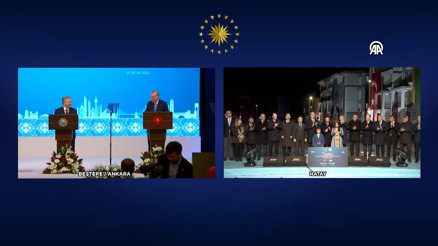 Cumhurbaşkanı Erdoğan ile Özbekistan Cumhurbaşkanı Mirziyoyev, temel atma ve açılış törenlerine canlı bağlantıyla katıldı