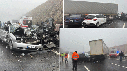 Gaziantepte 10 aracın karıştığı zincirleme kaza: 2 can kaybı, 11 yaralı