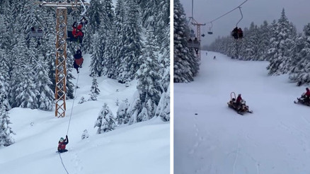 Uludağda panik anları Tatilciler metrelerce yükseklikte mahsur kaldı