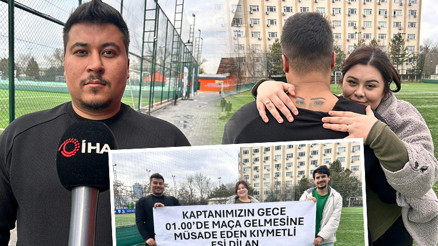 Halı sahada yengeye pankartlı mesaj