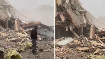 Küçükçekmecede kontrollü yıkımı yapılan bina, yanındaki binaya doğru devrildi Korku dolu anlar saniye saniye kaydedildi